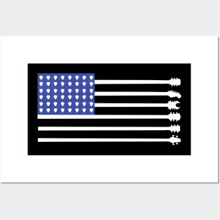 Guitar American Flag USA Posters and Art